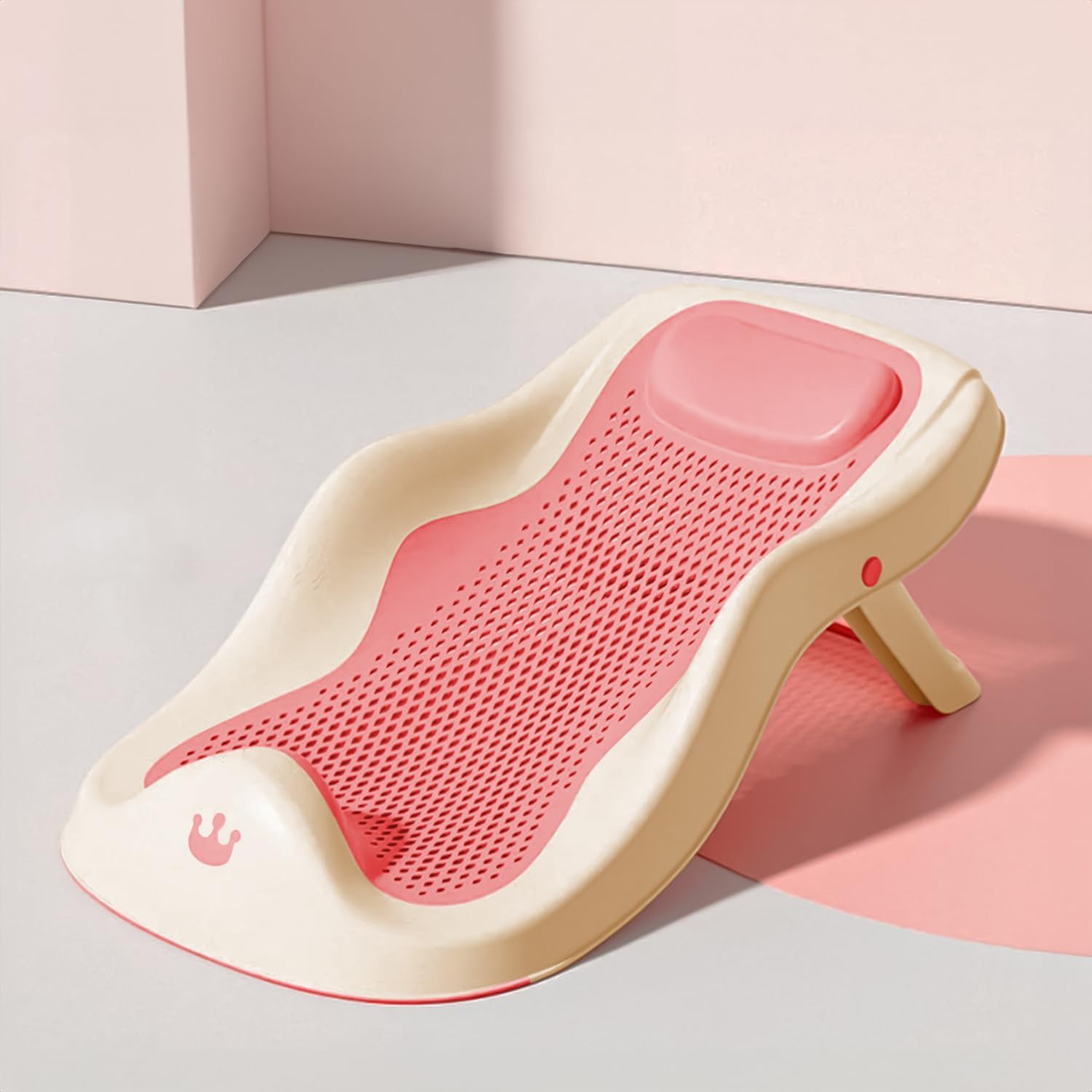 StarAndDaisy Baby Bath Seat for Newborn to 0-18 Months, Non-Slip, Adjustable, Portable, Comfortable, Hygienic Baby Bather/Chair - Pink