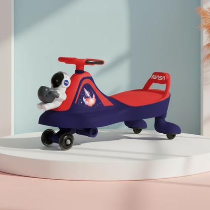 StarAndDaisy Baby Swing/Magic Car for Kids Toys for 2-5 Years boy & Girl with Backrest seat & Storage, 360° Swivel Steering Twister Ride-on/Wiggle car Toy - Red & Blue