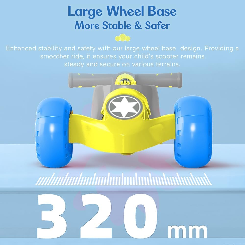 StarAndDaisy Kick Scooter for Kids 3-12 Boys & Girls / 3 Wheel Skating Scooter Boys & Girls with Pu Light Up LED Wheels/Skating Scooter 5 Level Adjustable Height and Easy to Fold (Grey-Yellow)