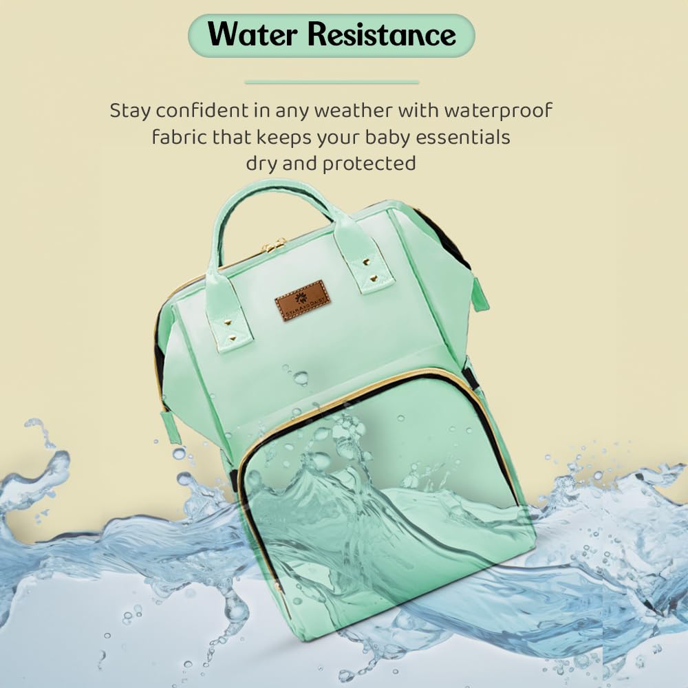 StarAndDaisy Diaper Bag for Mothers for Travel – 27L Lightweight Waterproof Leatherite Diaper Bag/Baby Bag for Mother Travel with 15 Multi-Purpose Pockets & Quick Access Diaper Pocket - Green