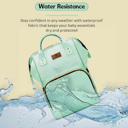 StarAndDaisy Diaper Bag for Mothers for Travel – 27L Lightweight Waterproof Leatherite Diaper Bag/Baby Bag for Mother Travel with 15 Multi-Purpose Pockets & Quick Access Diaper Pocket - Green
