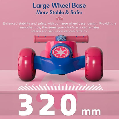 StarAndDaisy kick Scooter for Kids 3-12 Years Boys & Girls / 3-Wheel Skating Scooter Boys & Girls with Pu Light Up LED Wheels/Skating Scooter 5 Level Adjustable Height and Easy to Fold (Red & Blue)