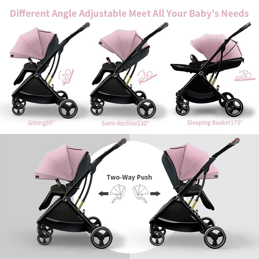 StarAndDaisy Coballe Baby Stroller, 2 in 1 High Landscape Convertible Reversible Bassinet Pram for Infant, Foldable Aluminum Alloy Pushchair with Adjustable Backrest, 3D Suspension (Green)