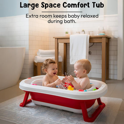 StarAndDaisy Baby Bath Tub for 0 to 5 Years/Bath Tub for Kids 0-3 Years, Tub for Girls & Boys with oldable Legs, Easy to Store -Red