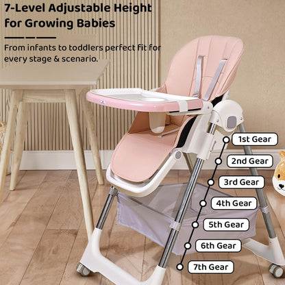 StarAndDaisy Galaxy Star High Chair for Baby 6 Months to 5 Years / 6 in 1 Baby Feeding Chair with 7 Level Height Adjustment / 3 Mode Seat Adjustment/Baby High Chair with One Click Fold