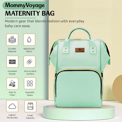 StarAndDaisy Diaper Bag for Mothers for Travel – 27L Lightweight Waterproof Leatherite Diaper Bag/Baby Bag for Mother Travel with 15 Multi-Purpose Pockets & Quick Access Diaper Pocket - Green