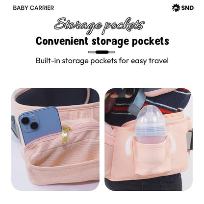 StarAndDaisy 4-in-1 Baby Carrier for 0 to 3 Year Baby/Kangaroo Bag with Comfortable Soft Hip Seat/Baby Carrier - 4 Carrying Positions with 2 Storage Pockets - Blue (4-in-1 Pink)