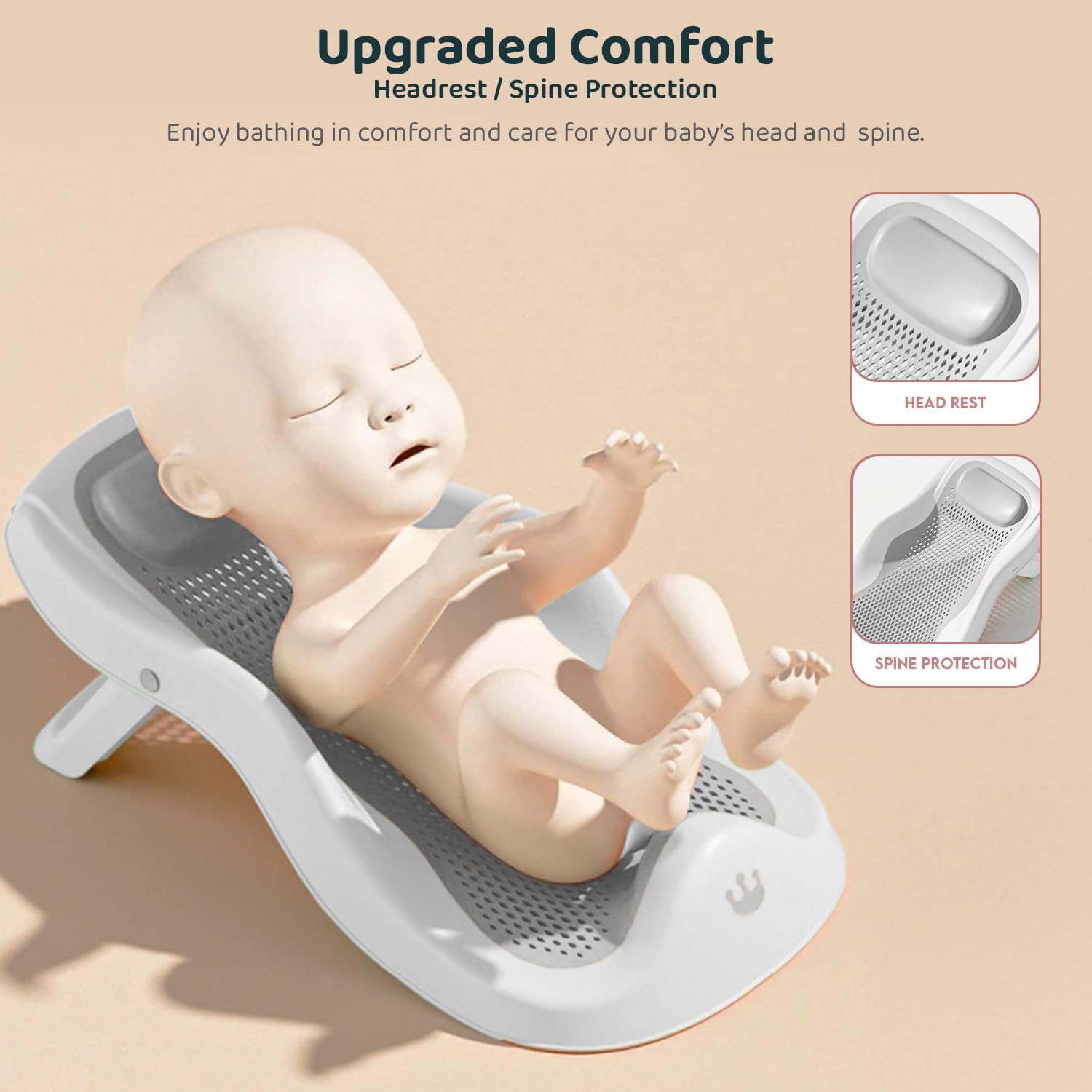 StarAndDaisy Baby Bath Seat Newborn to 0-18 Months, Non-Slip, Adjustable, Portable, Comfortable, Hygienic Baby Bather -Grey