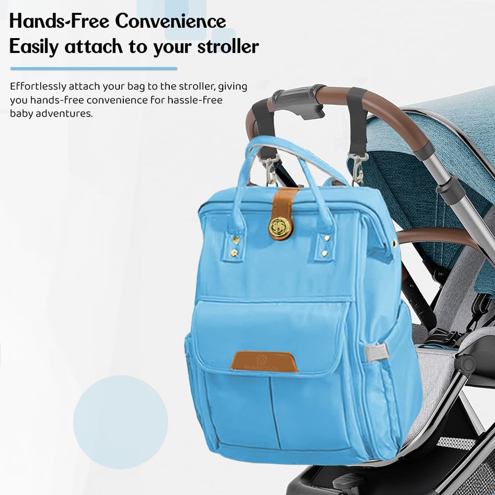 StarAndDaisy Diaper Bag/Backpacks for Mother- Maternity Bags for Baby with Multi Compartments & 2 Insulated Bottle Pocket, Stylish, Waterproof & Travel Friendly, Lightweight (Blue)