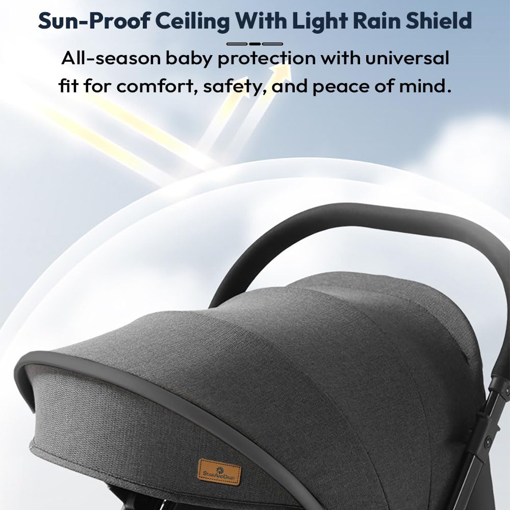 StarAndDaisy Stroller for Baby Boy Girl 0 to 5 Years/Foldable Baby Stroller Light Weight with Multi-Level Seat Recline, 5 Point Safety Belt, Pram for Kids-Black