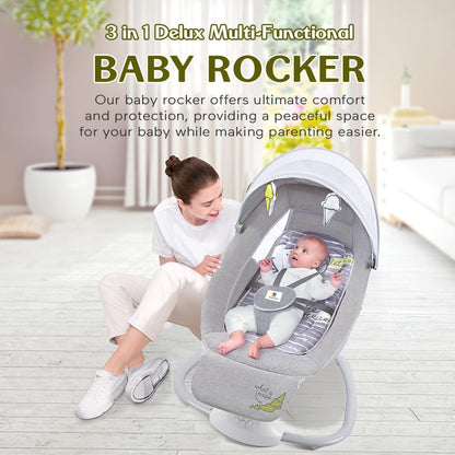 StarAndDaisy X Mastela 3 in 1 Swing Rocker Automatic for New Born Baby 0 to 18 Month Girl & Boy with 4- Swing Modes, Multi Backrest Adjustment - Ice Cream