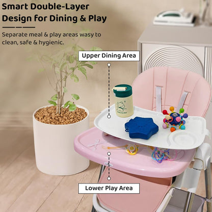 StarAndDaisy Galaxy Star High Chair for Baby 6 Months to 5 Years / 6 in 1 Baby Feeding Chair with 7 Level Height Adjustment / 3 Mode Seat Adjustment/Baby High Chair with One Click Fold
