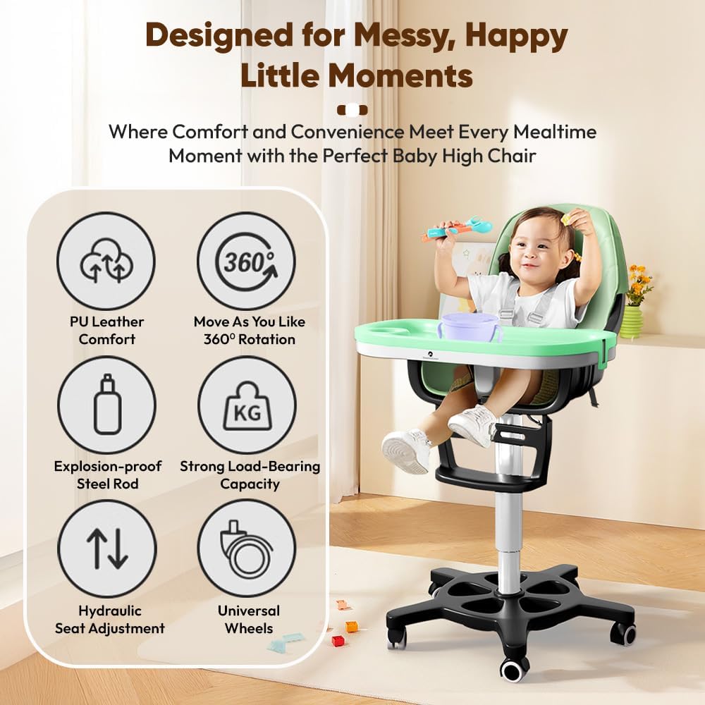 StarAndDaisy Little Nest Baby High Chair/Study Chair/Multifunctions Baby Chair for 6 Months to 6 Years Girls & Boys, Height Adjustable, Detachable Tray & One-Hand Adjustable - Blue