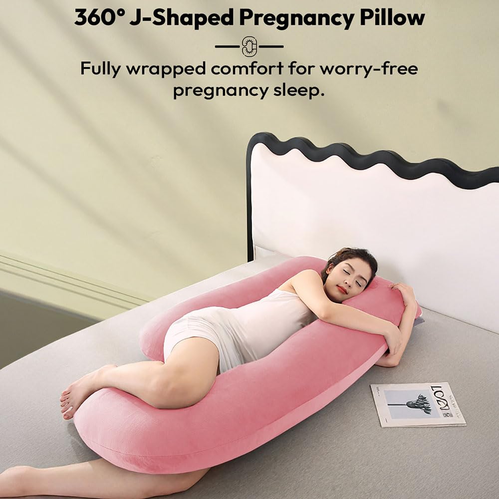StarAndDaisy Pregnancy Pillow for Women/J Shape Body Pillow with 360° Full Body Support, Ergonomic & Comfortable Maternity Pillow for Pregnancy Sleeping