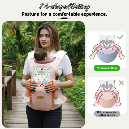 StarAndDaisy 4-in-1 Baby Carrier for 0 to 3 Year Baby/Kangaroo Bag with Comfortable Soft Hip Seat/Baby Carrier - 4 Carrying Positions with 2 Storage Pockets - Blue (4-in-1 Pink)