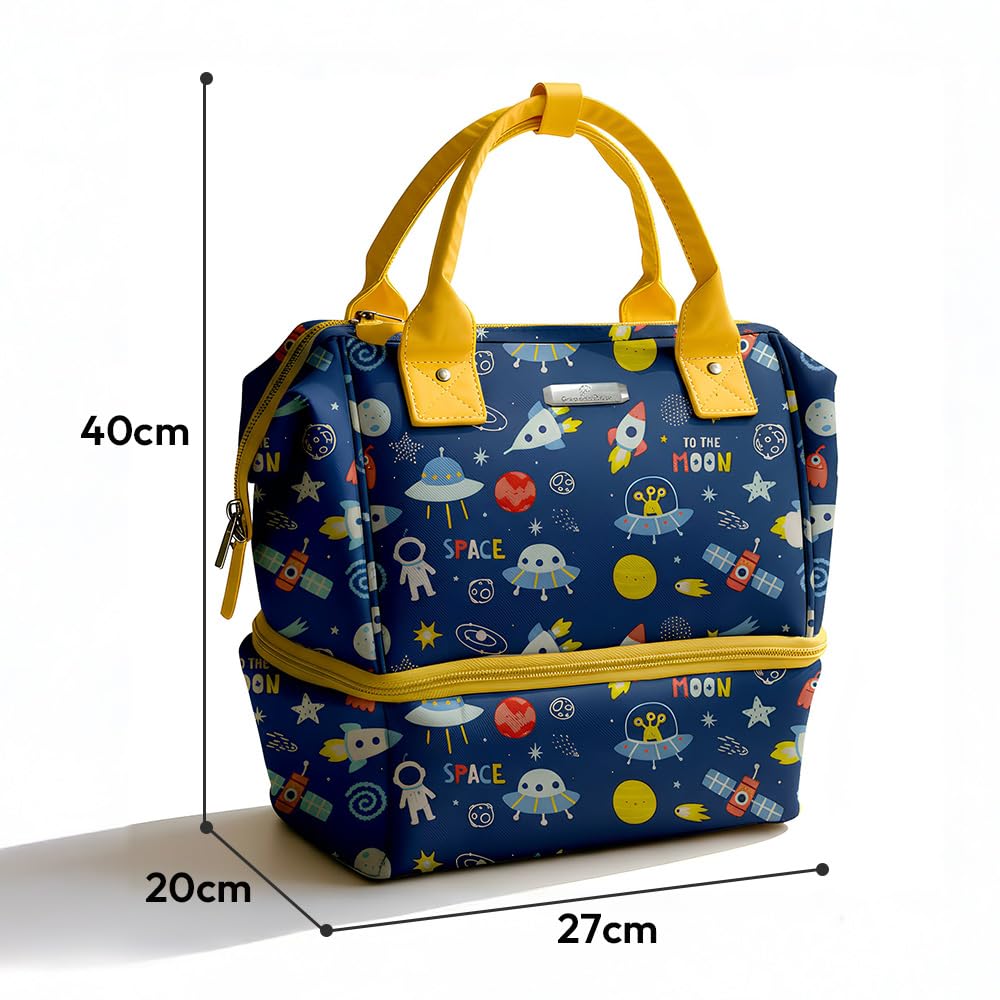 StarAndDaisy Travel Diaper Bag for Mothers – Stylish Handcrafted Bag with Insulated Compartment, Multiple Pockets & 12L Enhanced Capacity for Newborn Essentials - Space Print