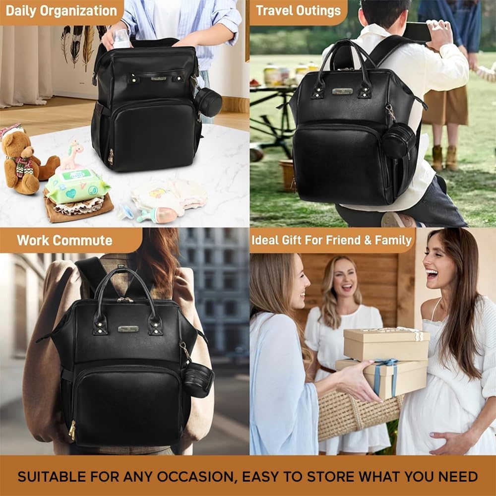 StarAndDaisy Diaper Bag for Mothers for Travel/Premium Vegan Leather Diaper Bag with Easy Acess Mobile Pocket, 26L Waterproof Baby Bag for Mother Travel with 16 Multipurpose Pockets