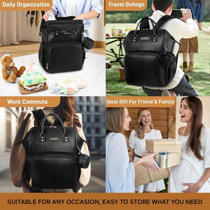 StarAndDaisy Diaper Bag for Mothers for Travel/Premium Vegan Leather Diaper Bag with Easy Acess Mobile Pocket, 26L Waterproof Baby Bag for Mother Travel with 16 Multipurpose Pockets