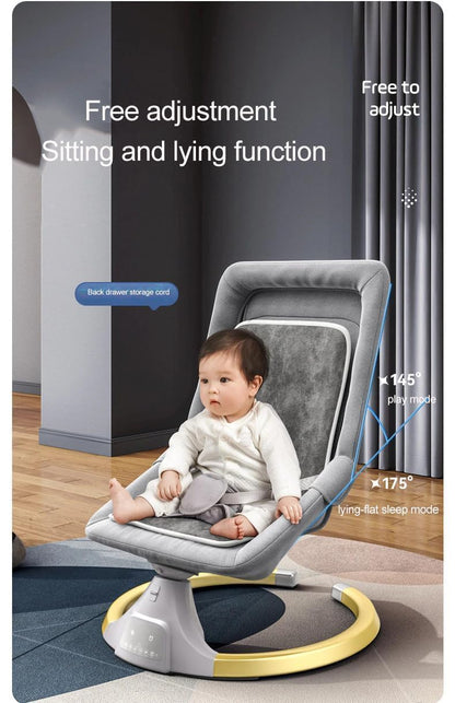 StarAndDaisy Baby Rockers for 0 to 2 Years, Baby Multi Functional Rocker for Babies, Infants & Toddler with Mattress, 5-Level Automatic Swing & Bouncer/Cradle with Touch Panel & Hanging Toys (Grey.)
