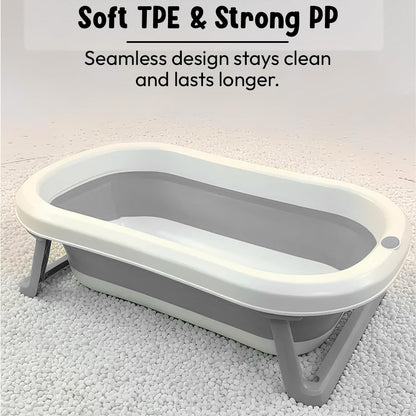 StarAndDaisy Baby Bath Tub for 0 to 5 Years/Bath Tub for Kids 0-3 Years, Tub for Girls & Boys with Foldable Legs, Easy to Store -Grey