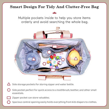StarAndDaisy Diaper Bag/Backpacks for Mother- Maternity Bags for Baby with Multi Compartments & 2 Insulated Bottle Pocket, Stylish, Waterproof & Travel-Friendly, Lightweight - Pink