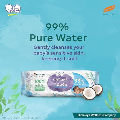 Himalaya NATURE TOUCH WATER WIPES,72 Wipes - Pack of 1