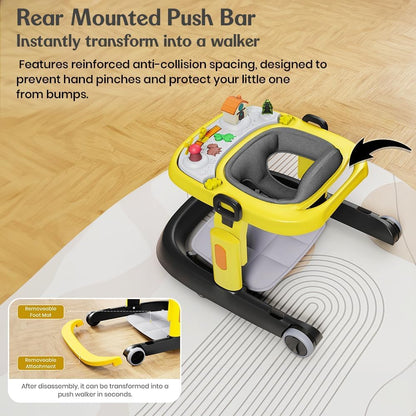 StarAndDaisy Elegant Baby Walker 6-18months / Walker for Kids Girl Boy with Anti Fall Brake Pads, 3 Speed Height Adjustment, Multi-Level Seat Adjustment, Recreational Music Toy Bar (Yellow Black)