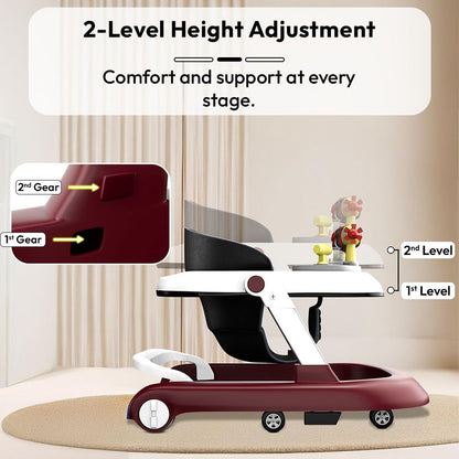 StarAndDaisy Baby Walkers For 6-24 Month Baby Boy Girl/Walker For Kids For 1 Years With Adjustable Height, Musical Tray/WalkerBaby With Brakes Prevant from Falling,Red