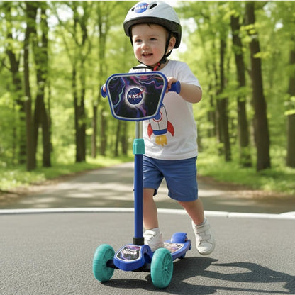 StarAndDaisy X NASA Kick Scooter for Kids 3+ Years, Foldable Skate Scooter for Children Girls & Boys with Multi-Level Height Adjustment, LED Wheels & Brakes -(Officially Licensed) (Blue)