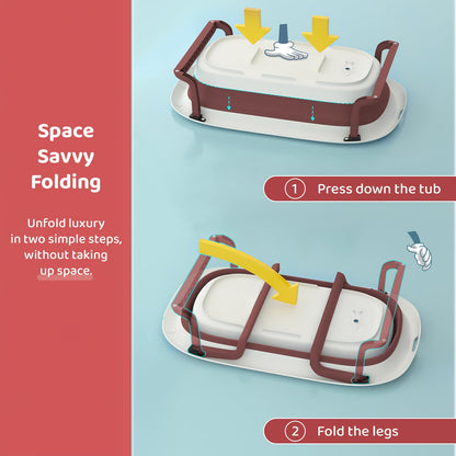 StarAndDaisy Baby Bath Tub for 0 to 5 Years/Foldable Bath Tub for Kids 0-3 Years with Space Saving, Newborn Baby Folding Bathing Tub Girls & Boys with Soap Tray, Easy to Store (BT - Brown)