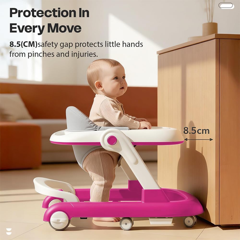 StarAndDaisy Baby Walker for 6-18 Month Baby Boy & Girl/Height Adjustment, Speed Control/Baby Walker for Kids with Safety Wheels and Comfortable Seat -Pink