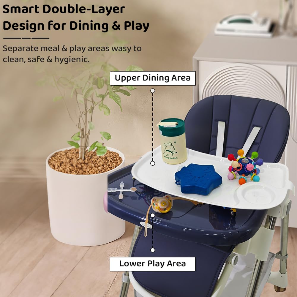 StarAndDaisy Galaxy Star High Chair for Baby 6 Months to 5 Years / 6 in 1 Baby Feeding Chair with 7 Level Height Adjustment / 3 Mode Seat Adjustment/Baby High Chair with One Click Fold