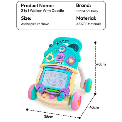 Uonibaby by StarAndDaisy Baby Multiactivity Push Walker with Doodle, for Infants & Toddlers Touch Senser, Educational Elements and Stable & Safe Design