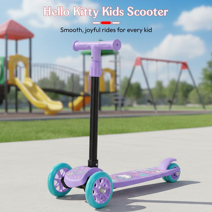 StarAndDaisy X Hello Kitty Kick Scooter for Kids 3+ Years, Foldable Skate Scooter for Children Girls & Boys with 4 Level Height Adjustment, PVC Wheels & Brakes (Officially Licensed)- Purple