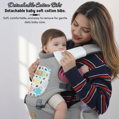 StarAndDaisy 4-in-1 Baby Carrier for 0 to 3 Year Baby/Kangaroo Bag with Comfortable Soft Hip Seat/Baby Carrier - 4 Carrying Positions with 2 Storage Pockets - Blue (4-in-1 Light Grey)