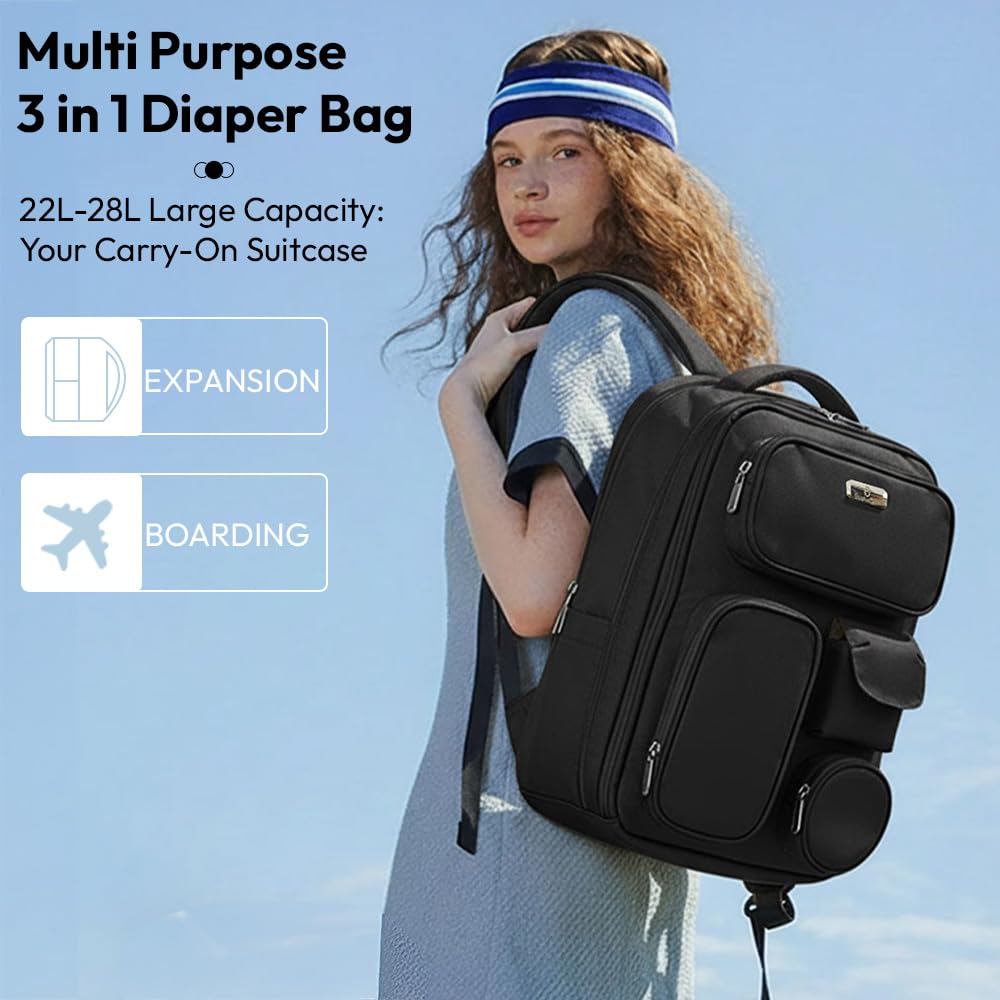 StarAndDaisy 3 in 1 Maternity Bag for Mothers–Spacious Multi-Compartment Diaper Bag for Mothers for Travel, Baby Bag for Mother Travel, Baby bag for Travelling with Insulated Bottle Pocket -Black