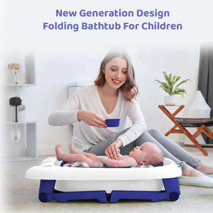 StarAndDaisy 2-in-1 Baby Bath tub for 0 to 5 Years with Bathing Chair & Cushion/Foldable Bath tub for Kids 0-3 Years for Girls and Boys, Space Saving Design & Fast Drainage (Blue)
