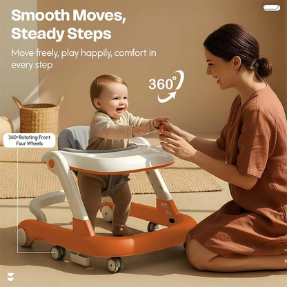 StarAndDaisy Baby Walker for 6-18 Month Baby Boy & Girl/Height Adjustment, Speed Control/Baby Walker for Kids with Safety Wheels and Comfortable Seat (Wiggle W-Orange)