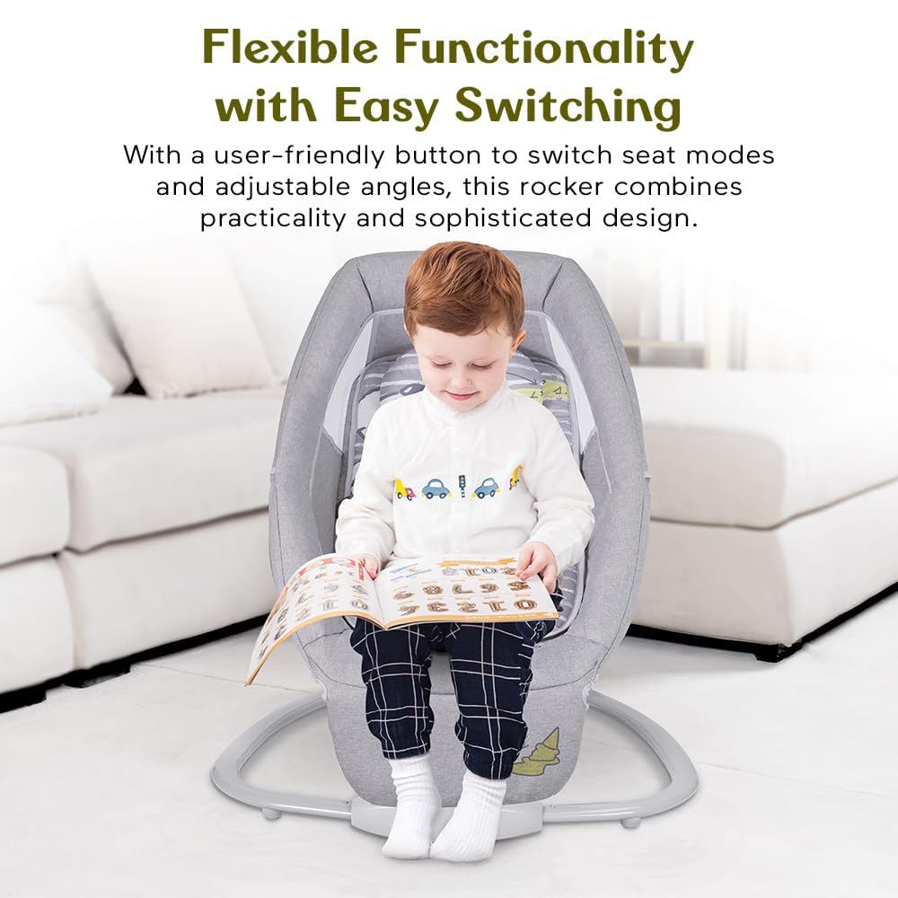 StarAndDaisy X Mastela 3 in 1 Swing Rocker Automatic for New Born Baby 0 to 18 Month Girl & Boy with 4- Swing Modes, Multi Backrest Adjustment - Ice Cream