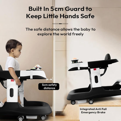 StarAndDaisy Baby Walker/Multifunction/Anti-o Shaped Leg/Anti-Fall/Music Box/Height Adjustment/Baby/Newborn/Girl/boy/ 6-15months *with SEAT Cushion (Premium Black)