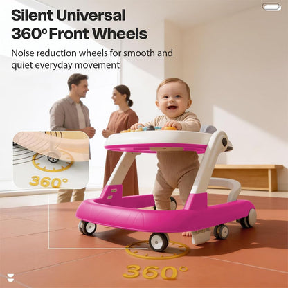 StarAndDaisy Baby Walker for 6-18 Month Baby Boy & Girl/Height Adjustment, Speed Control/Baby Walker for Kids with Safety Wheels and Comfortable Seat -Pink