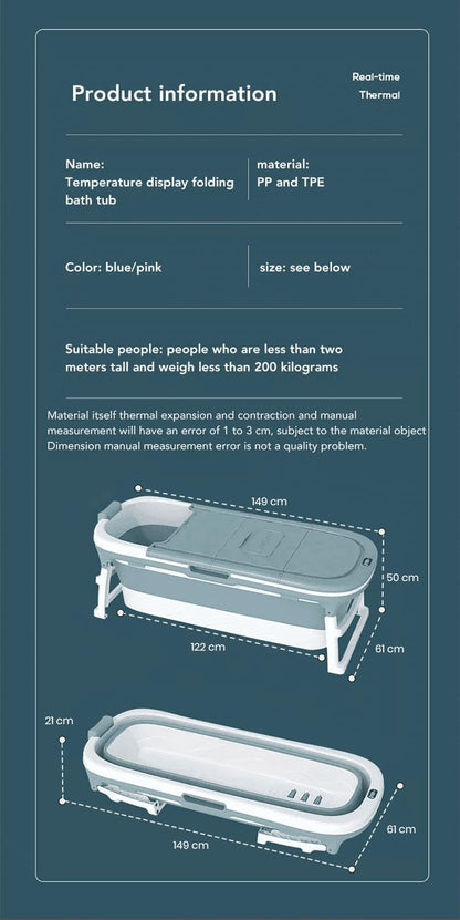 StarAndDaisy Bath Tub With Foldable Bathtub for kids & Adults with Space Saving, Kids Folding Bathing Tub Girls & Boys & Parents, Multi Purpose Bath tub, Size 149 X 50 X 61 (Pink)