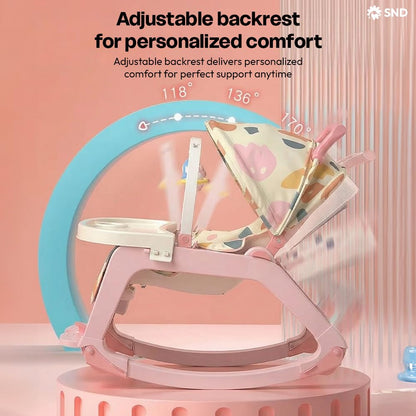 StarAndDaisy 5-in-1 Baby Rockers for 0 to 2 Years, Baby Multi Functional Rocker chair for Babies, Infants & Toddler with Removable Mattress, Swing & Bouncer/Cradle with adjustale Canopy & hanging toys - Pink