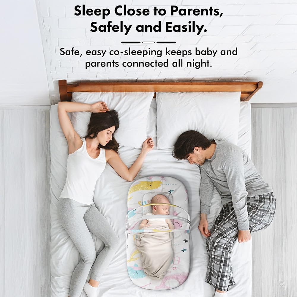 StarAndDaisy 2-in-1 Baby Sleeping Bag with Mosquito Net for Newborn/Soft & Breathable Cotton Sleeping Sack Cum Wrapper/Foldable Bag for Baby Protection/Infant (0-12 Months)-Ocean Print