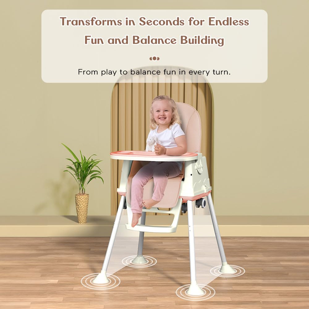 StarAndDaisy High Chair for Baby/Baby Feeding Chair for 0 to 5 Years with 4 in-1 Multifunctions/High Chair with Height Adjustable, Detachable Tray & One-Hand Adjustable - Grey