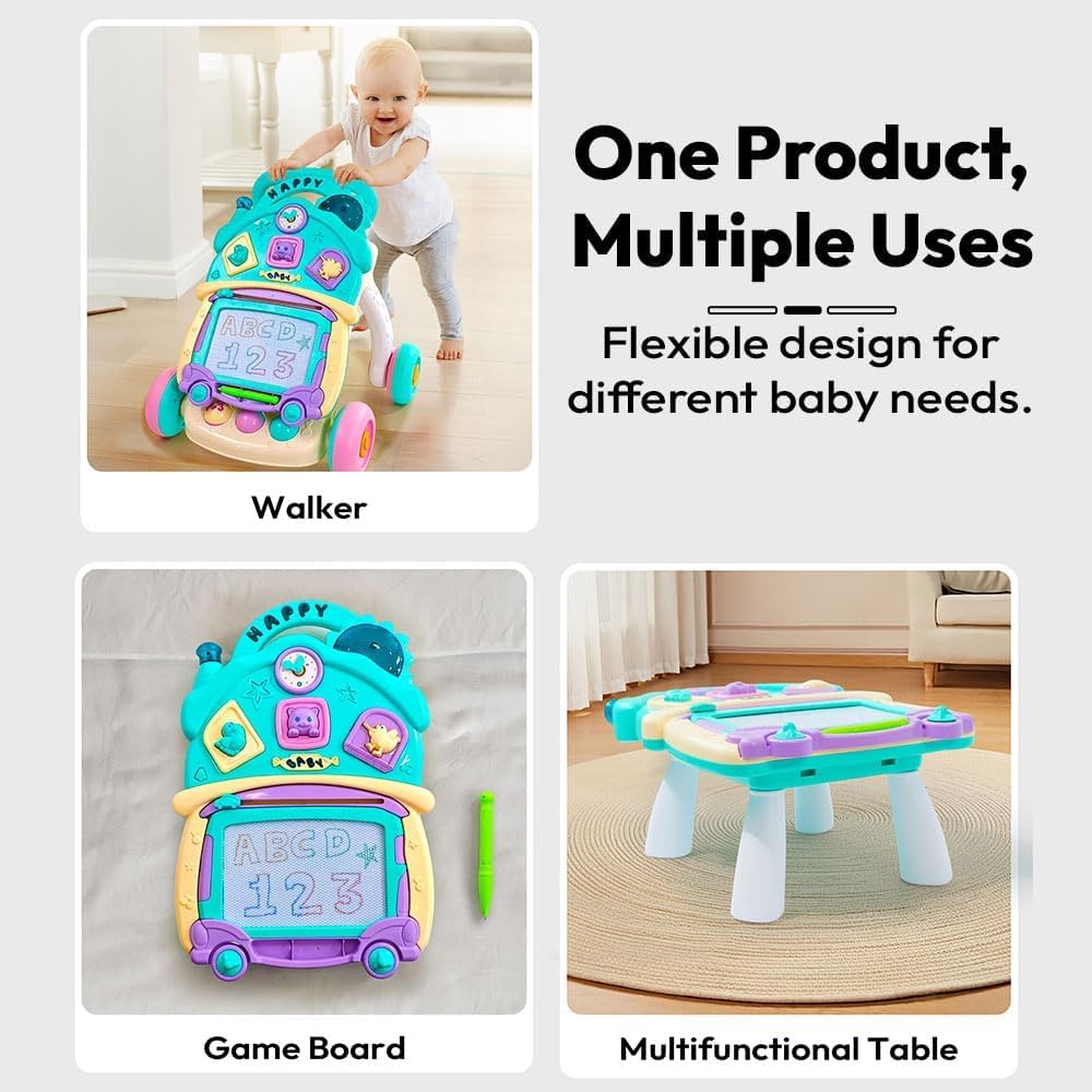 Uonibaby by StarAndDaisy Baby Multiactivity Push Walker with Doodle, for Infants & Toddlers Touch Senser, Educational Elements and Stable & Safe Design