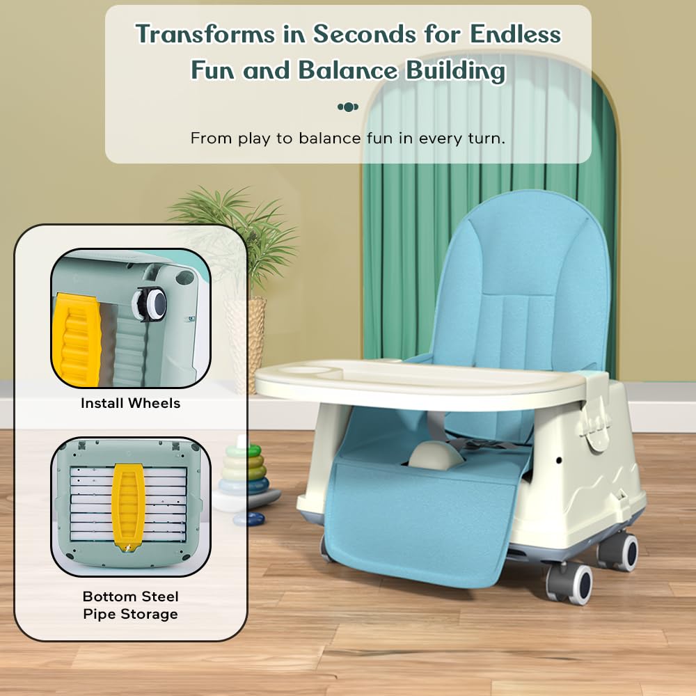 StarAndDaisy High Chair for Baby/Baby Feeding Chair for 0 to 5 Years with 4 in-1 Multifunctions/High Chair with Height Adjustable, Detachable Tray & One-Hand Adjustable -Blue