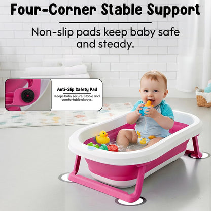 StarAndDaisy Baby Bath Tub for 0 to 5 Years/Bath Tub for Kids 0-3 Years, Tub for Girls & Boys with Foldable Legs, Easy to Store -Pink