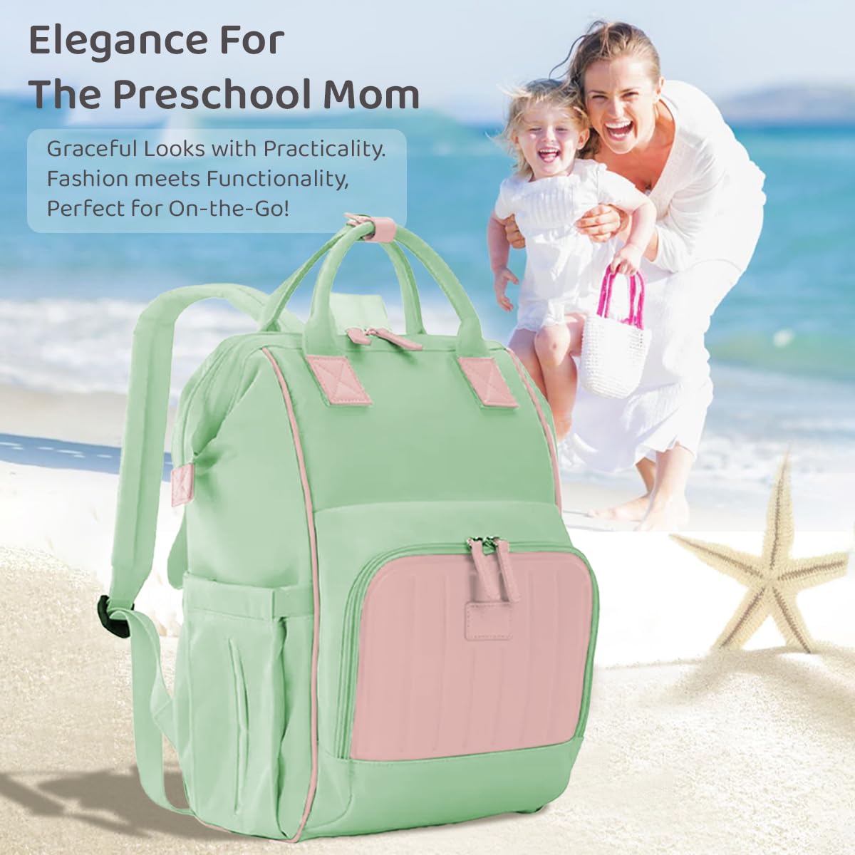 StarAndDaisy Baby Diaper Bag for Mothers/Mom Travel Maternity Backpack with Insulated Milk Bottle Pocket, Multi Compartments, Waterproof, Travel Friendly, Lightweight.