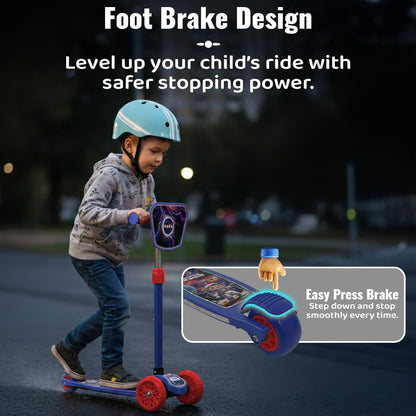 StarAndDaisy X NASA Kick Scooter for Kids 3+ Years, Foldable Skate Scooter for Children Girls & Boys with Multi-Level Height Adjustment, LED Wheels & Brakes -(Officially Licensed) (Red-Blue)